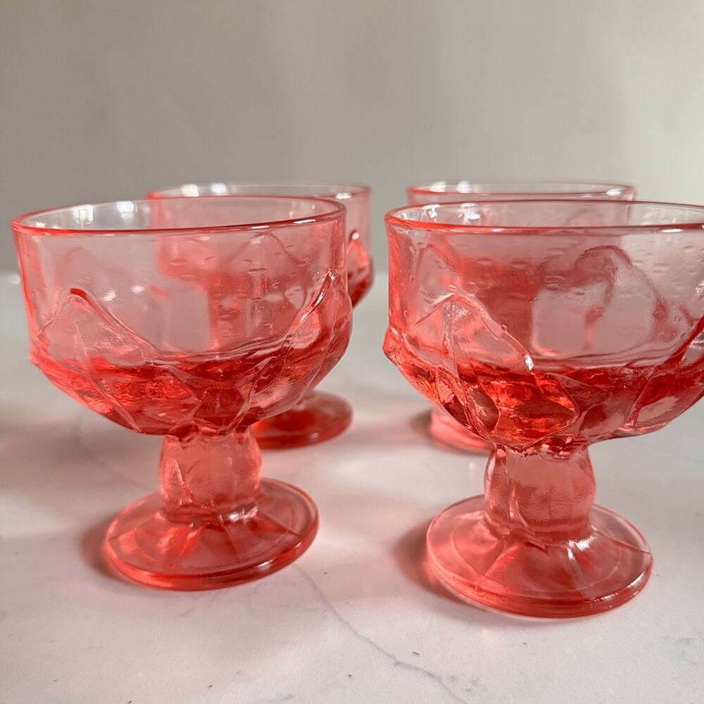 Vintage Tiffin Franciscan Cabaret Pink Lotus Coupe Champagne Sherbet Glasses Set